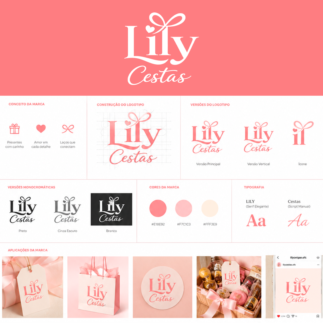 Identidade visual criada pela Kav para Lily Cestas